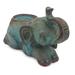 Ceramic tealight holder, 'Reclining Turquoise Elephant'