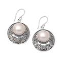 Garden and Heaven,'Sterling Silver Cultured Pearl Dangle Earrings from Bali'