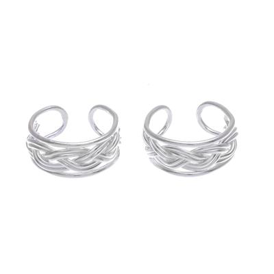 Undertow,'Woven Sterling Silver Ear Cuffs'