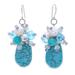 Space Candy in Blue,'Howlite and Cultured Freshwater Pearl Dangle Earrings'