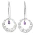 'Lanna Moon' - Modern Sterling Silver and Amethyst Dangle Earrings