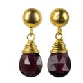 Gold plated garnet dangle earrings, 'Crimson Sunrise'