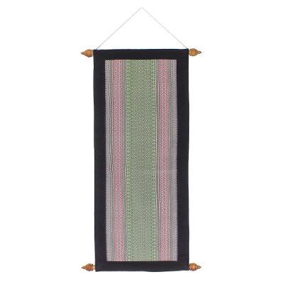 Cotton wall hanging, 'Enchanted Green Garden'