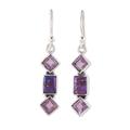 Wise & Mystic,'Purple Amethyst and Composite Turquoise Dangle Earrings'