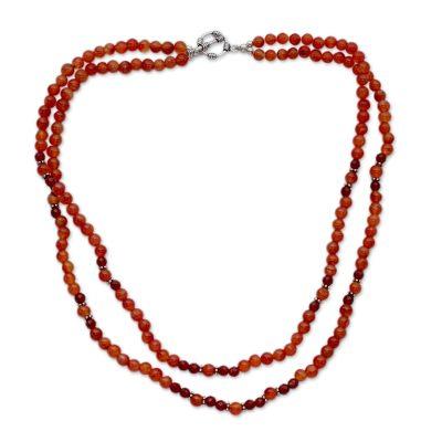 Carnelian strand necklace, 'Mumbai Sun'