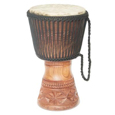 Anopa Nsoman,'Handcrafted Tweneboa Wood Djembe Drum from Ghana'