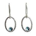 Bright Spark,'Blue Topaz and 950 Silver Dangle Earrings'