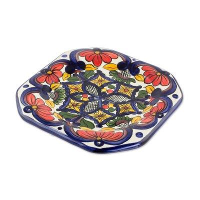 'Florid Octagons' (set of 4) - Handmade Talavera S...