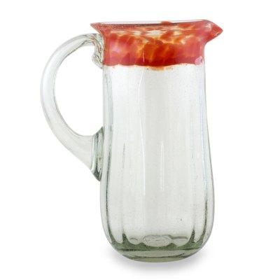 Blown glass pitcher, 'Fresh Mandarin'