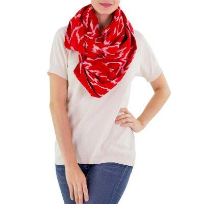 Cotton infinity scarf, 'Ruby Maya'