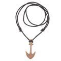 Sturdy Anchor,'Men's Sawo Wood Anchor Pendant Necklace with Cotton Cord'