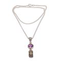 Padi Glisten,'Gold Accented Amethyst Pendant Necklace from Bali'