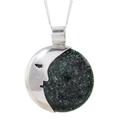 Face of the Moon in Dark Green,'Guatemalan Jade Crescent Moon Pendant Necklace'