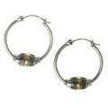 'Lotus Seed' - Fair Trade Gold Accent and Sterling Silver Hoop Earrings