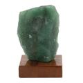 Precious Compassion,'Green Quartz and Pine Wood Sculpture Crafted in Brazil'