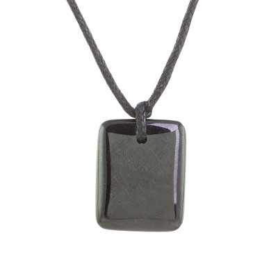 Maya Glory,'Black Jade Pendant Necklace with Cotton Cord'