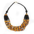 Orange Ghanaian Thank You,'Black and Orange Ghanaian Necklace of Recycled Beads'