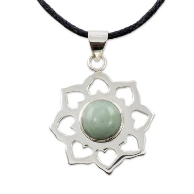 Jade pendant necklace, 'Apple Blossom'