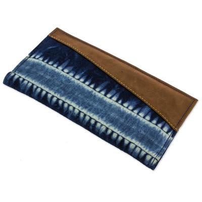 Indigo Chiaroscuro,'Women's Wallet in Cotton Dyed with Natural Indigo Dyes'