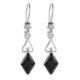 Diamond-Shaped Black Jade Dangle Earrings from Guatemala 'Marvelous Black Diamonds'