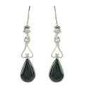 Marvelous Drop in Dark Green,'Jade and Sterling Silver Dangle Earrings from Guatemala'