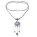 Fairy Wands,'Cultured Pearl and Amethyst Pendant Necklace from Bali'