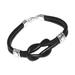 'Twin Black Knots' - Leather Wristband Bracelet 925 Sterling Silver