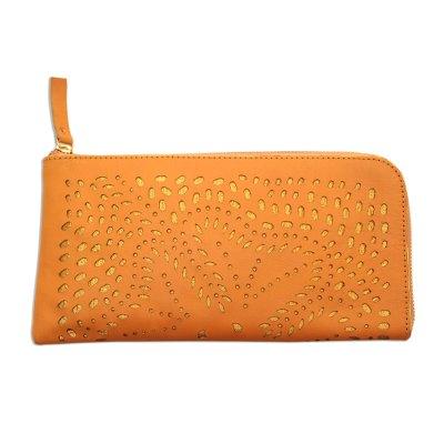 Scattered Stars in Amber,'Floral Pattern Leather C...