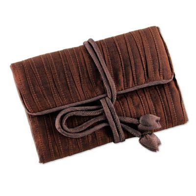 Enchanted Journey in Russet,'Hand Woven Silk and Rayon Blend Thai Jewelry Roll in Russet'