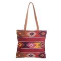 'Guatemalan Hand-Woven Cotton Shoulder Bag with Suede Straps'