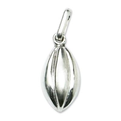 Cocoa Bean,'Handcrafted Polished Sterling Silver Pendant'