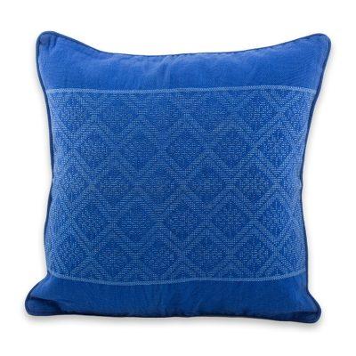 Cotton cushion cover, 'Sky Diamonds'