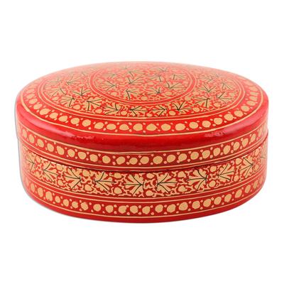 Kashmir Leaf,'Red and Gold Leaf Motif Decorative Box'