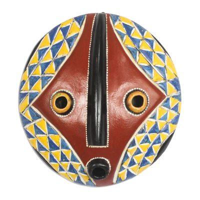 Round Color,'Colorful African Wood Mask Crafted in Ghana'