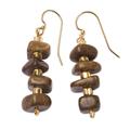 Proud Queen,'Natural Agate and Recycled Glass Beaded Dangle Earrings'