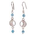 Phases of the Moon,'Sterling Silver Filigree Dangle Earrings with Quartz Beads'