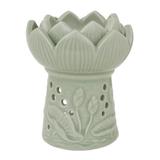 Fragrant Lotus,'Handcrafted Thai Ceramic Oil Warmer Green Floral Tealight'