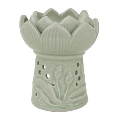 Fragrant Lotus,'Handcrafted Thai Ceramic Oil Warme...