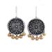 Silver Medallions,'Silver-Tone Ceramic Chandelier Earrings from India'