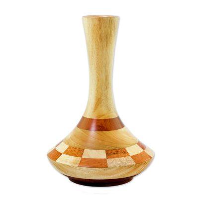 Mahogany and cedar wood vase, 'Natural Aesthetics'