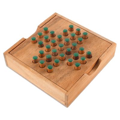 Elimination,'Hand Made Wood Peg Game Teal from Thailand'