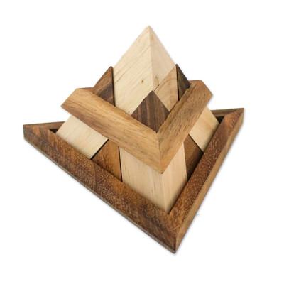 Intricate Pyramid,'Raintree Wood Pyramid Puzzle from Thailand'