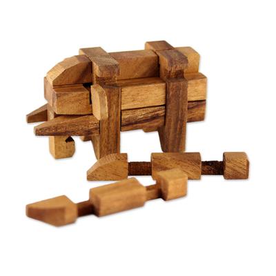 Elephant Puzzle,'Rain Tree Wood Elephant Puzzle from Thailand'