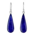 Morning Raindrops,'Lapiz Lazuli & Sterling Silver Dangle Earrings from Thailand'