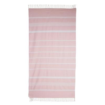 Fresh Relaxation in Blush,'Handwoven Cotton Beach Towel in Blush from Guatemala'