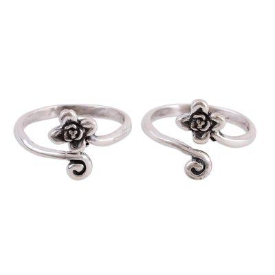 Flower and Swirl,'Flower Motif Toe Rings Handmade ...