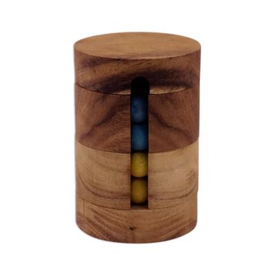 Spin to Win,'Handcrafted Wood Cylindrical Puzzle from Thailand'
