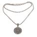 Elegant Triad,'Circular Sterling Silver Pendant Necklace from Indonesia'