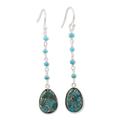 Raining Drops,'Composite Turquoise Link Dangle Earrings Crafted in India'