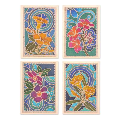 Thai Paradise,'Handcrafted Batik Cotton and Paper Greeting Cards (Set of 4)'